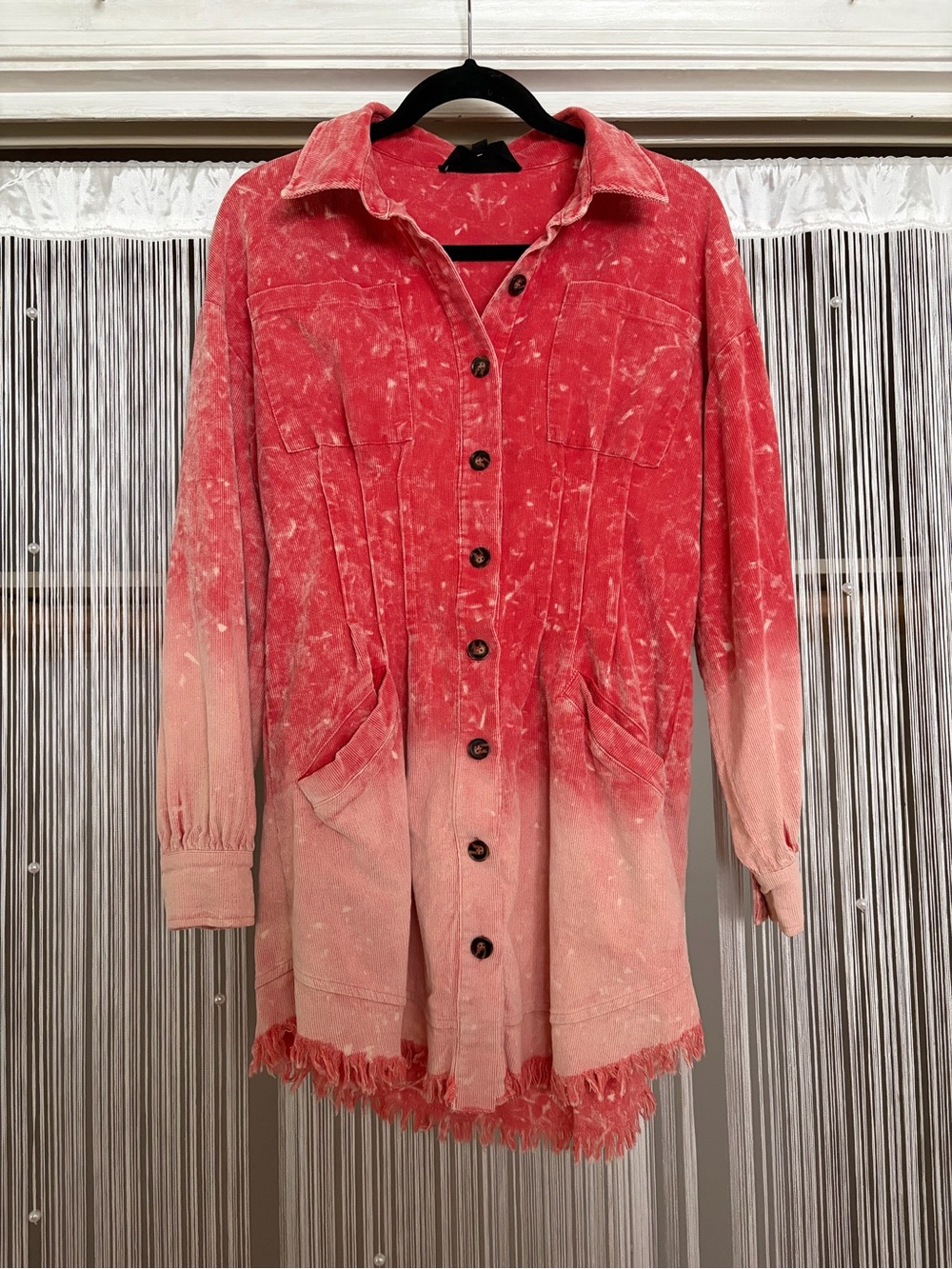 White Birch Black Label Corduroy Dip-Dye Button Front Shacket/Tunic Dress